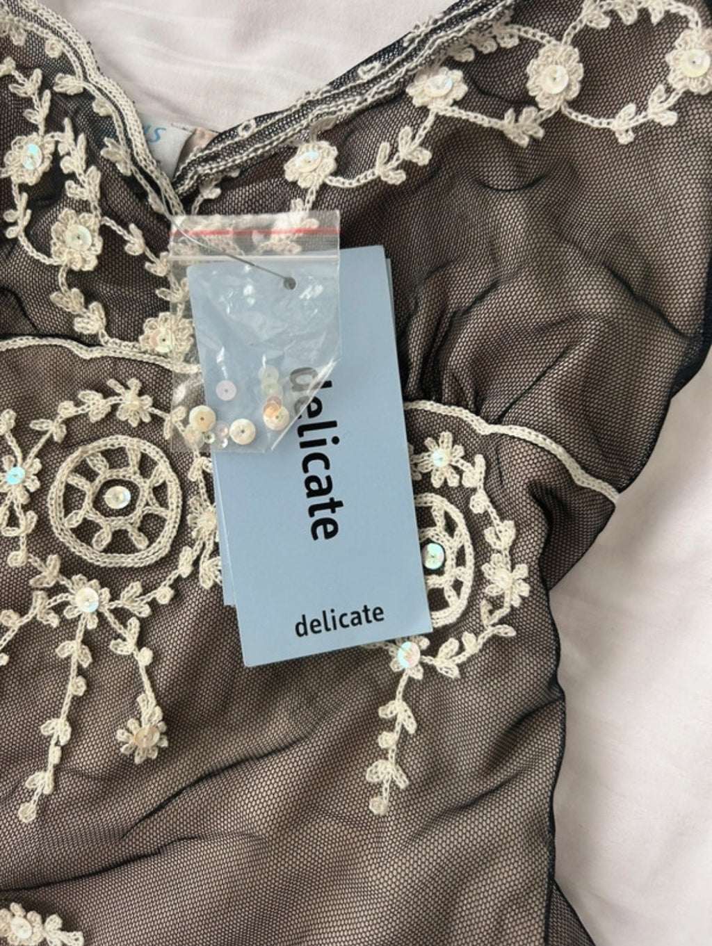 Винтидж Oasis Mesh топ с пайети