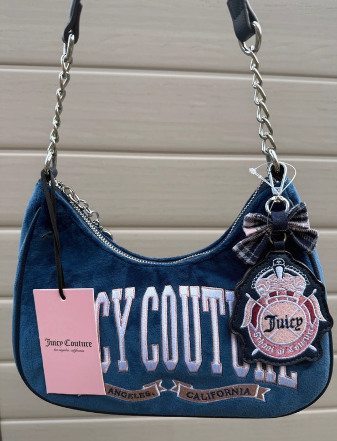 Juicy Couture Navy Regal Blue University Shoulder чанта