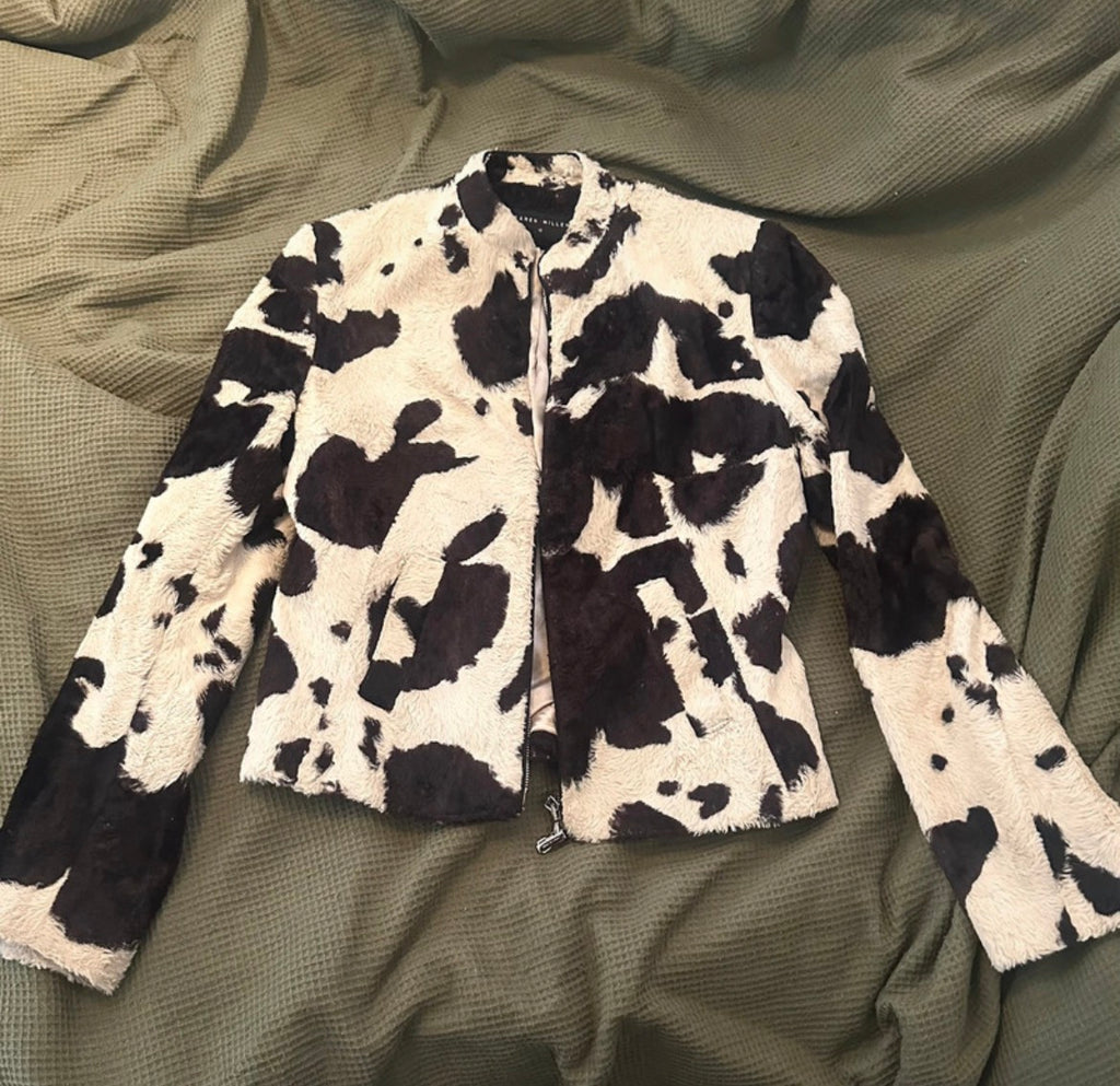 Vintage Karen Millen яке с cow print и пухкава текстура