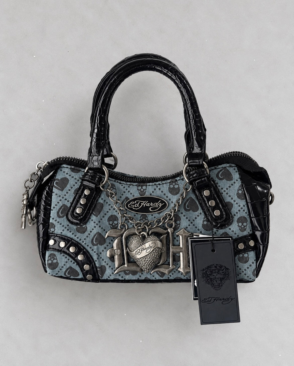 Ed Hardy Y2K Skull Print Mini Bowler чанта