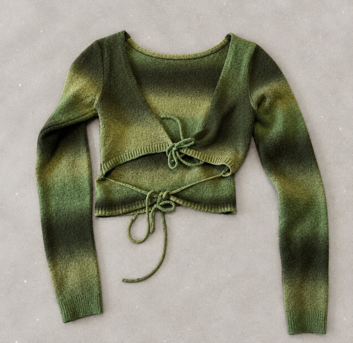 Urban Outfitters Green Fluffy Open-Back Knit топ
