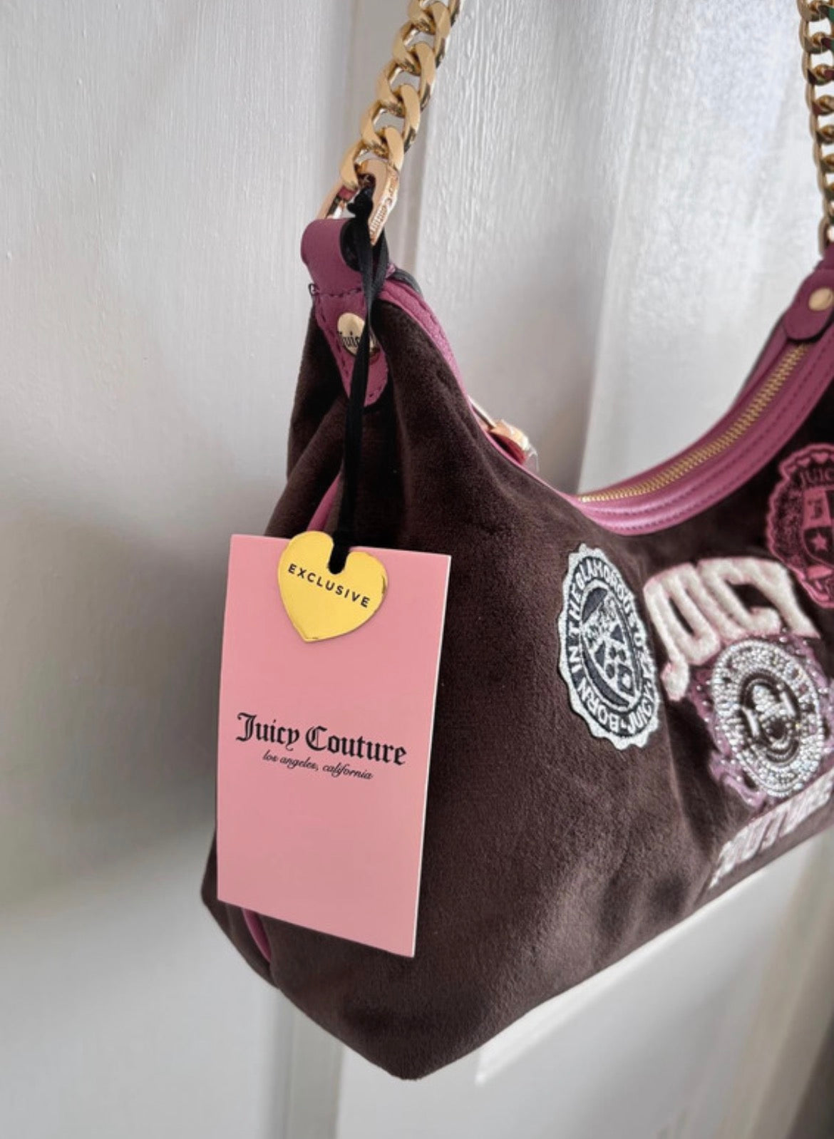 Juicy Couture Varsity велурена чанта