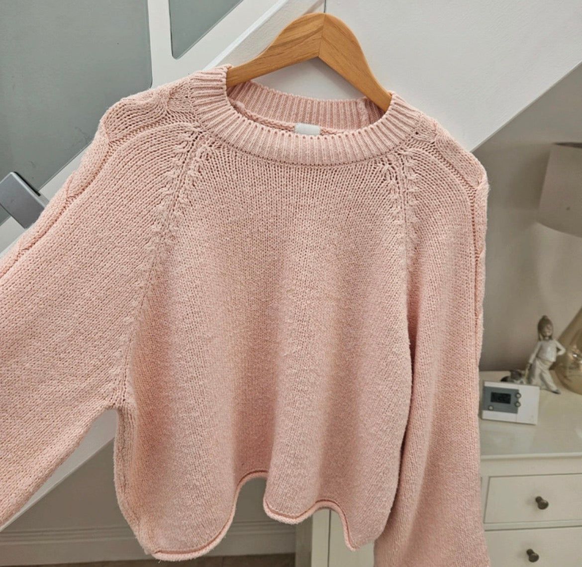 River Island Pastel Pink Chunky Knit Cropped Jumper