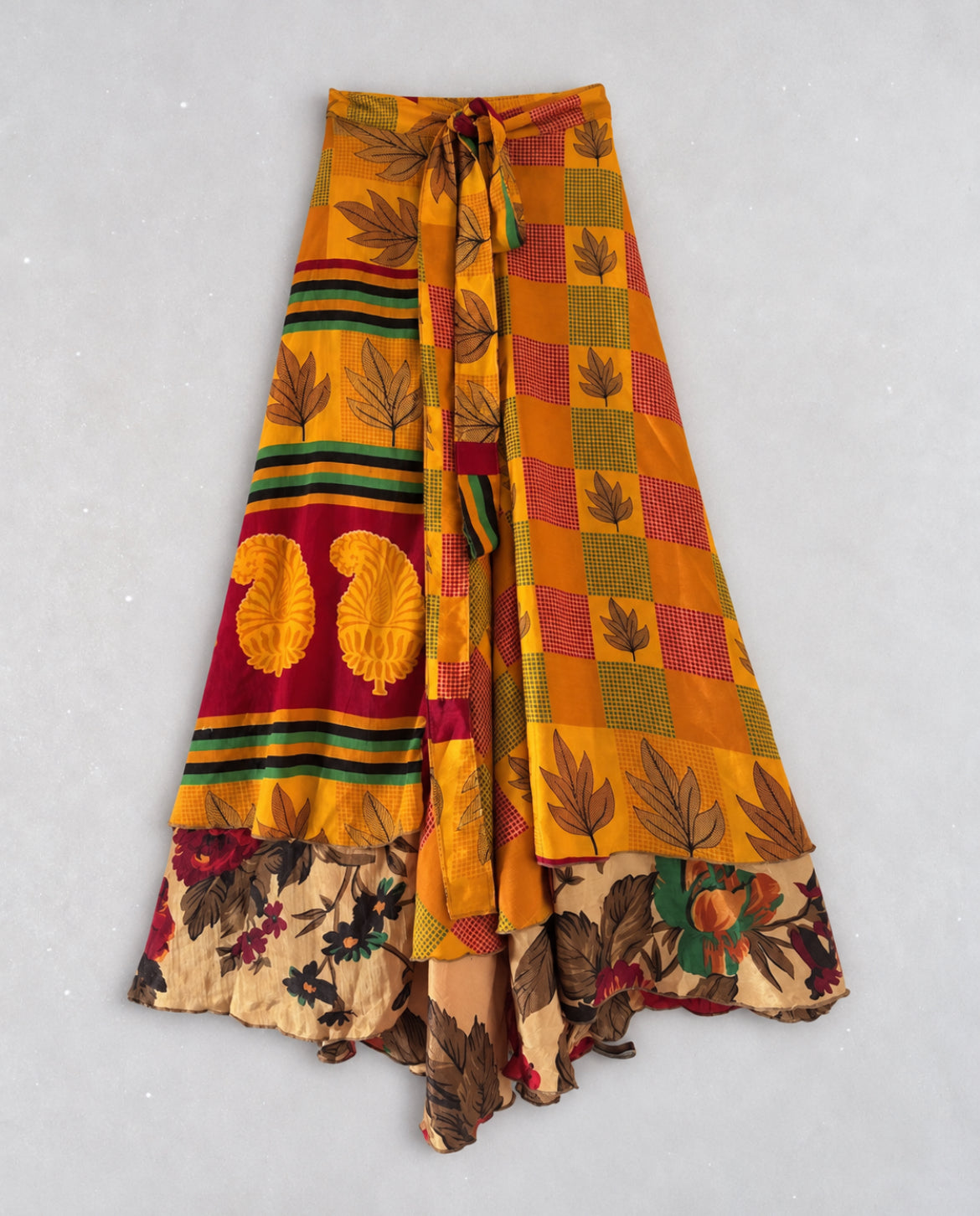 Дълга double-layer wrap пола - индийска коприна