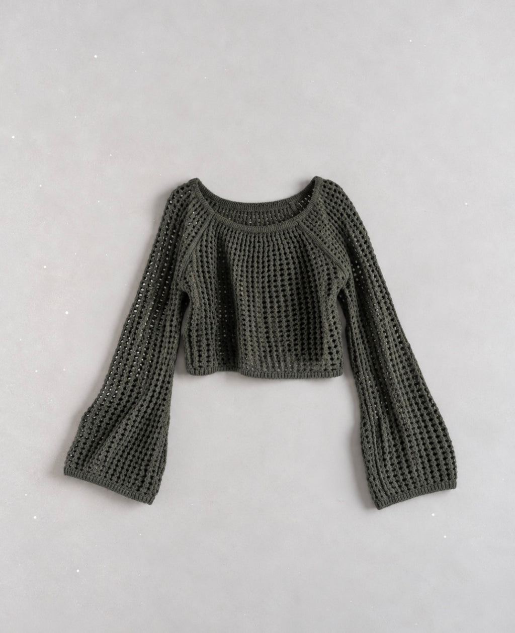 Urban Outfitters Khaki Open-Knit Crop Jumper