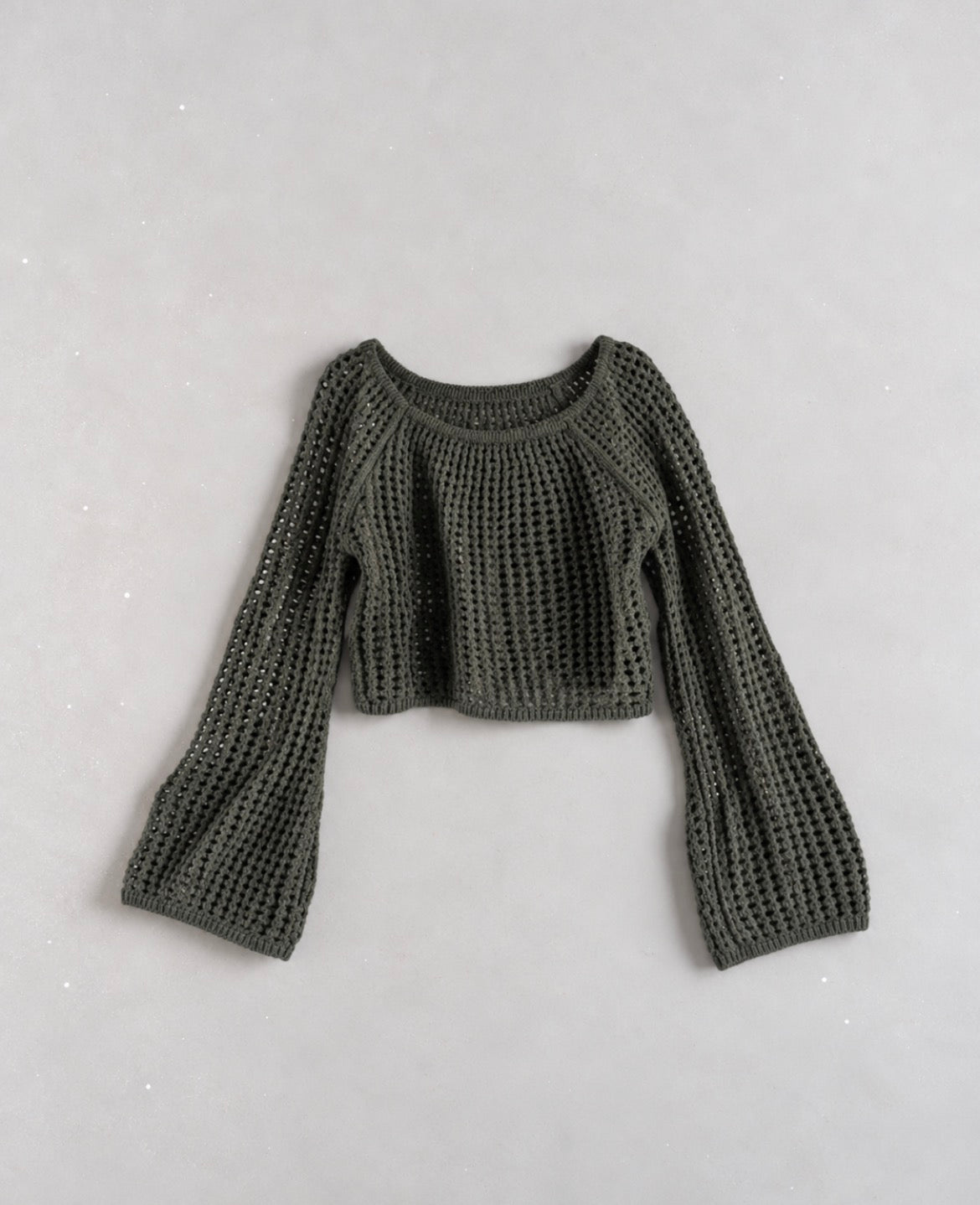 Urban Outfitters Khaki Open-Knit Crop Jumper