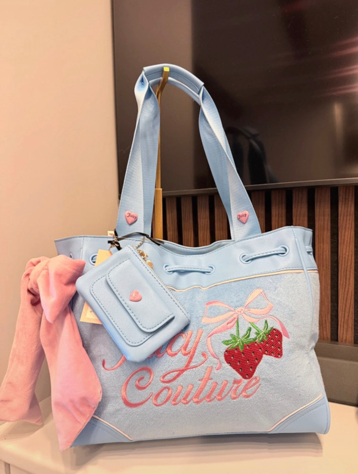 Juicy Couture Retro Strawberry Daydreamer Tote – Blue Gleam