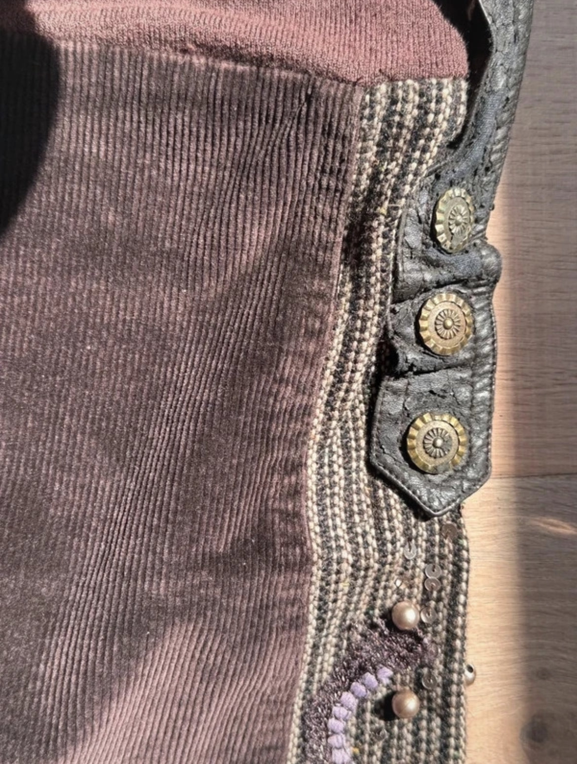 Винтидж low-rise corduroy capri панталон