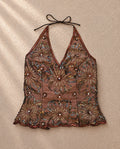 Vintage Aftershock sequin копринен халтер топ