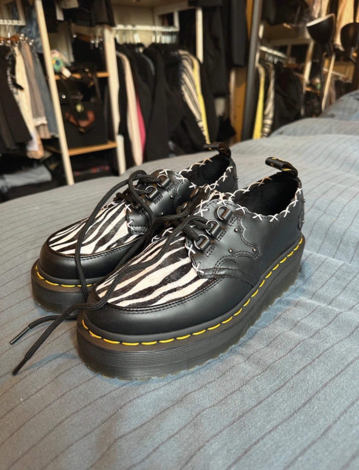 Dr. Martens Ramsey Monk Zebra Print Creepers - 38