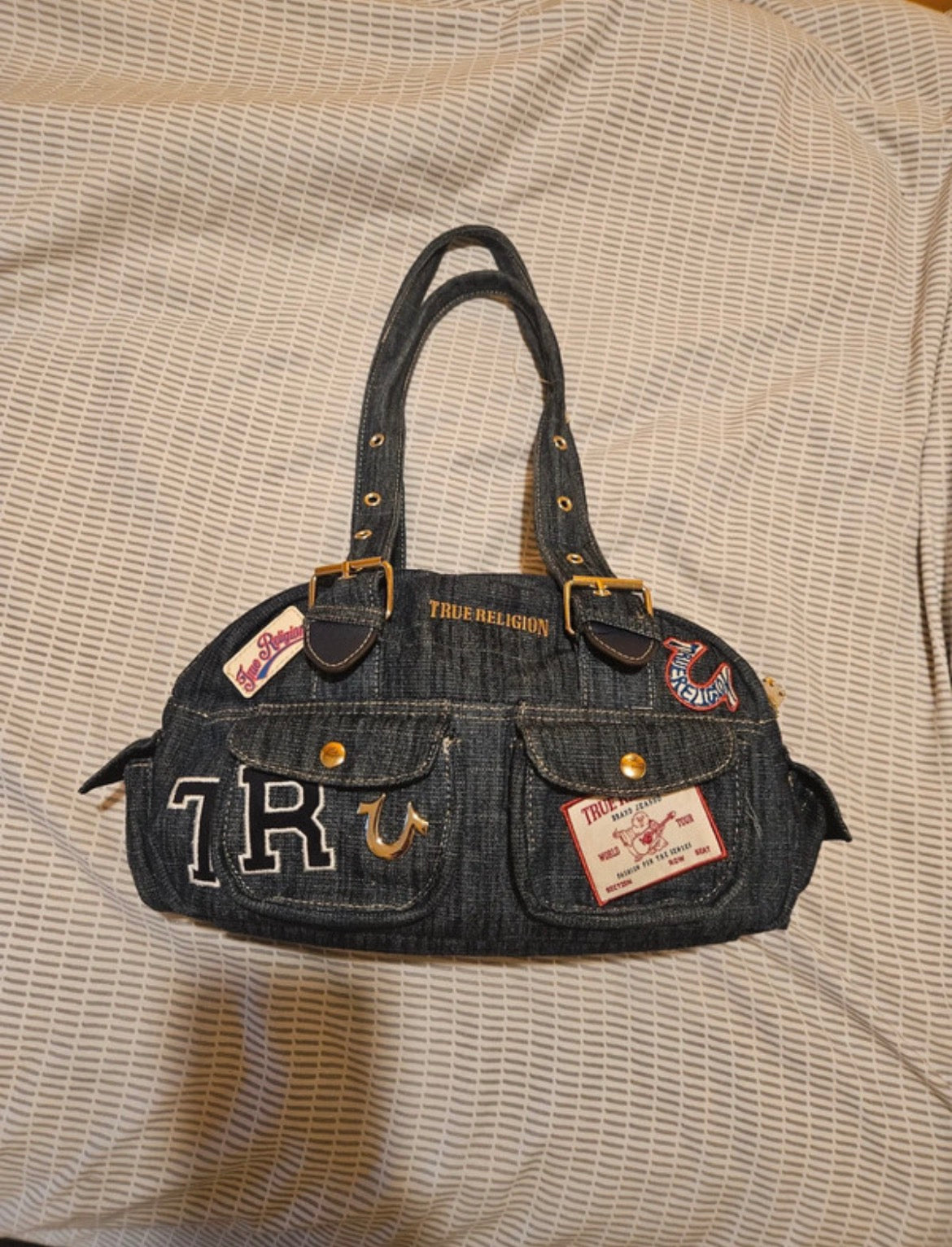 True Religion Denim Patch Shoulder чанта