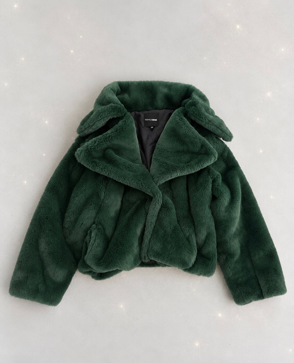 Fashion Nova Emerald Green Faux Fur яке