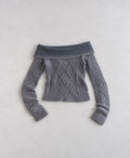 Subdued Y2K Off-Shoulder Cable Knit Jumper