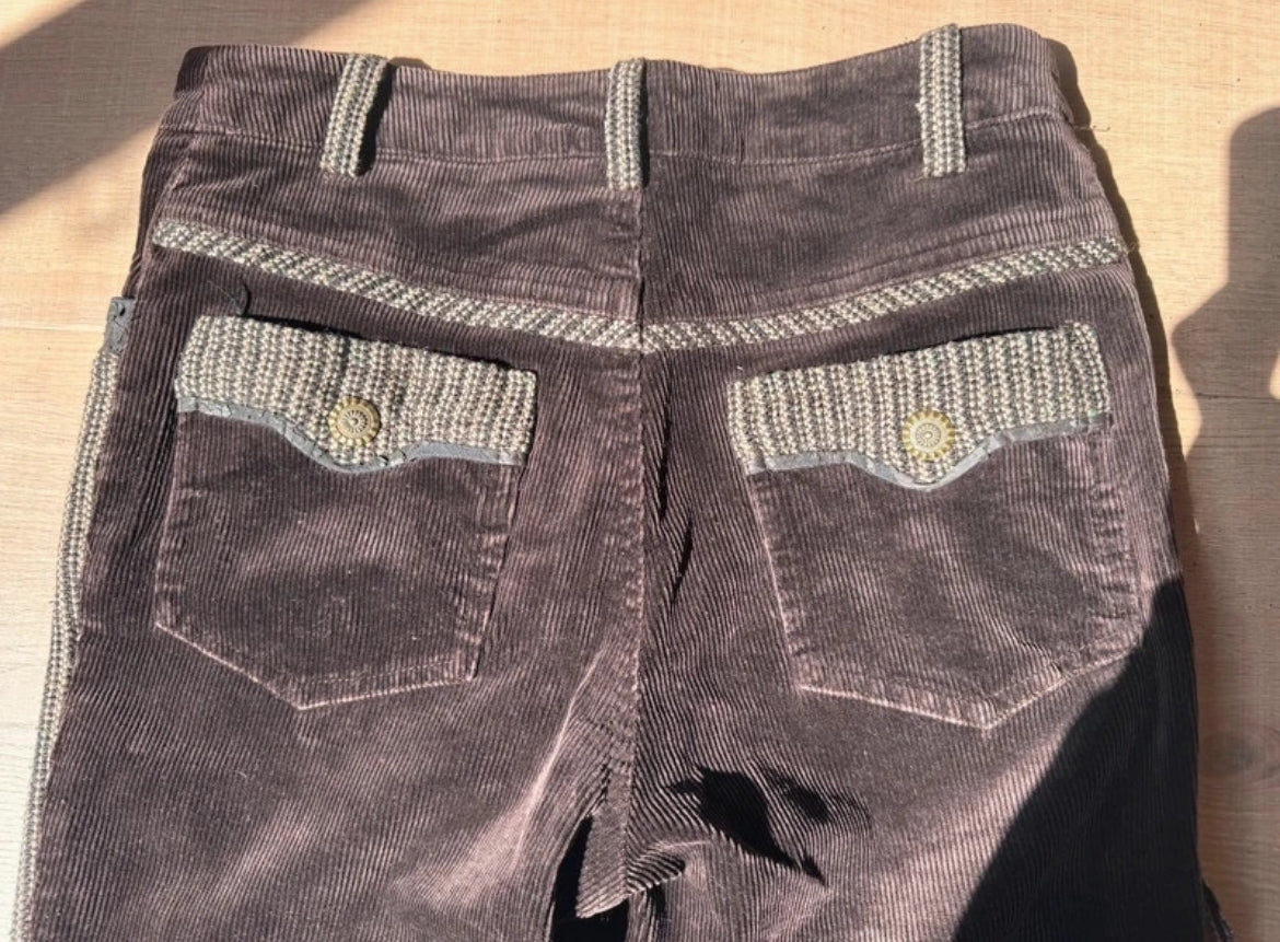 Винтидж low-rise corduroy capri панталон