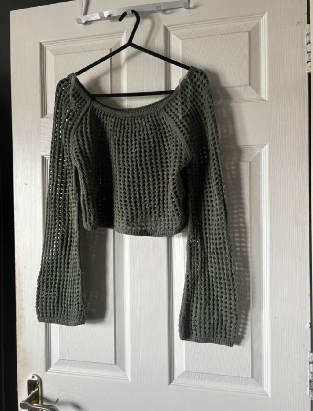 Urban Outfitters Khaki Open-Knit Crop Jumper