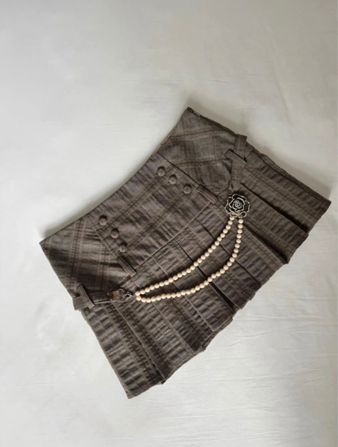 Vintage River Island Y2K карирана мини пола с перли и роза