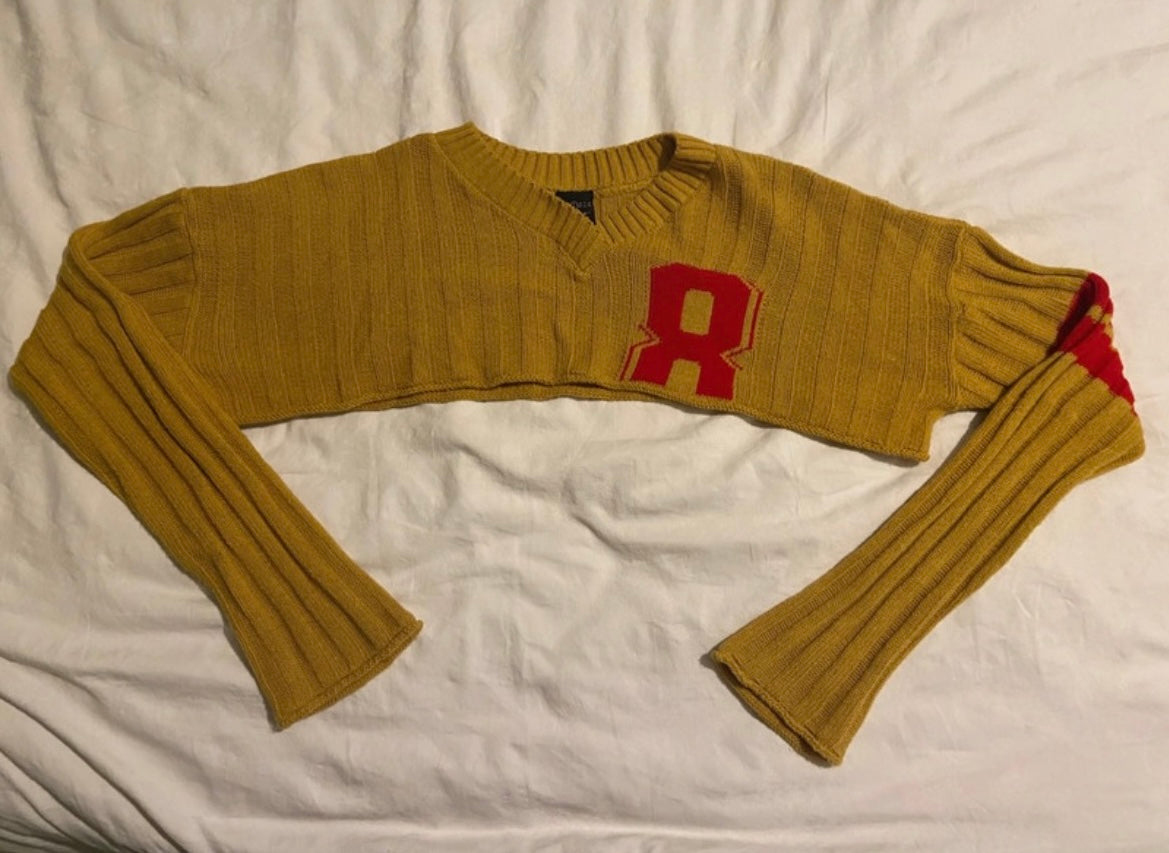 iets frans… Mustard Ribbed Crop пуловер