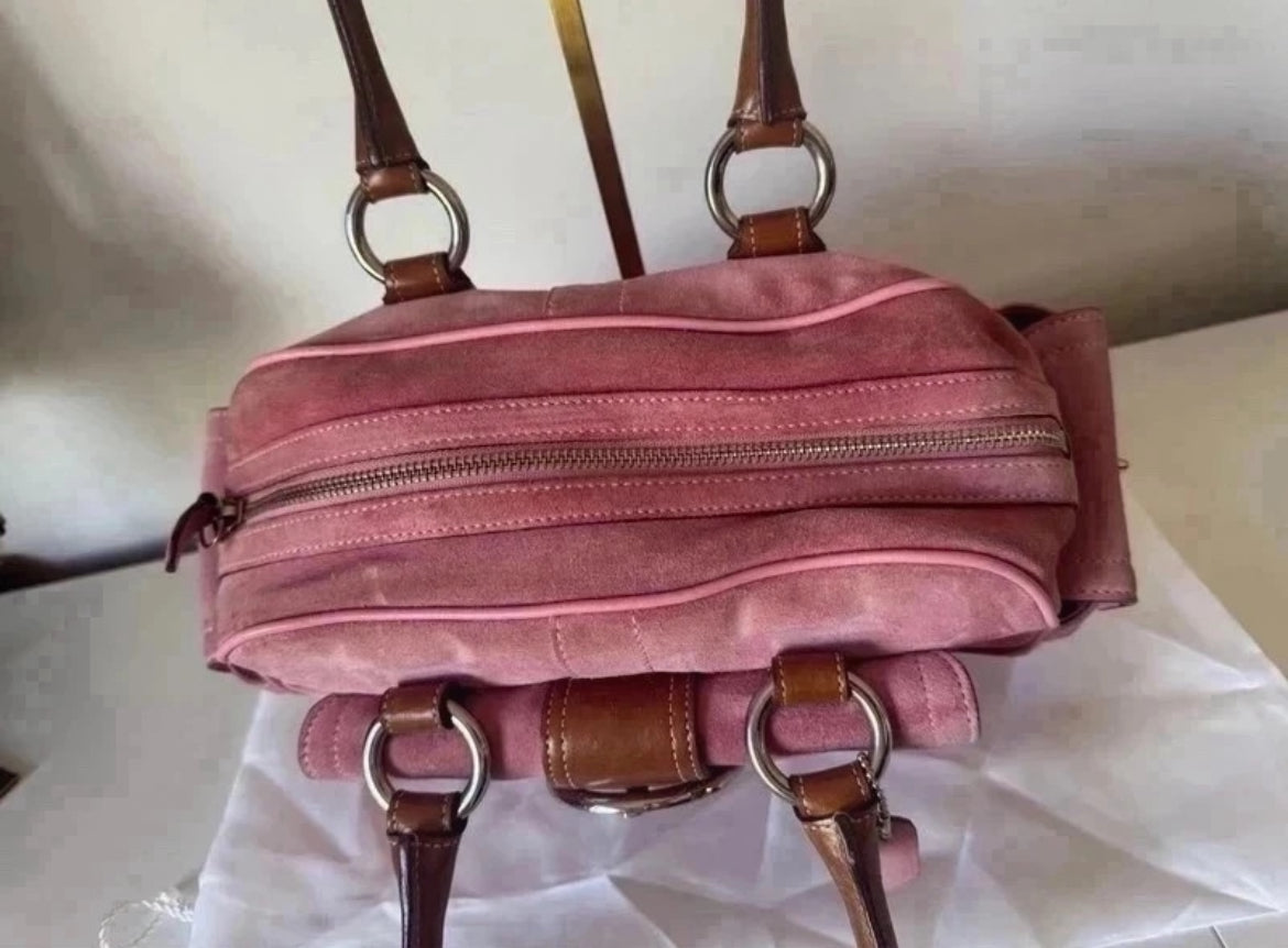 Vintage Coach Pink Suede & Leather Satchel – K05S-8A23
