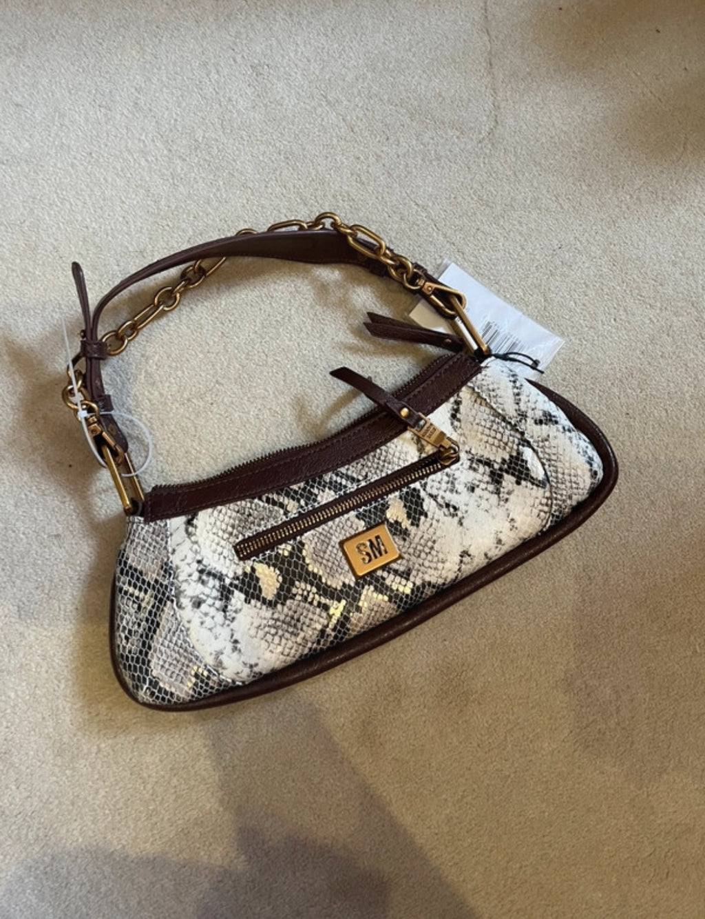 Ефектна Steve Madden shoulder bag с faux snakeskin принт
