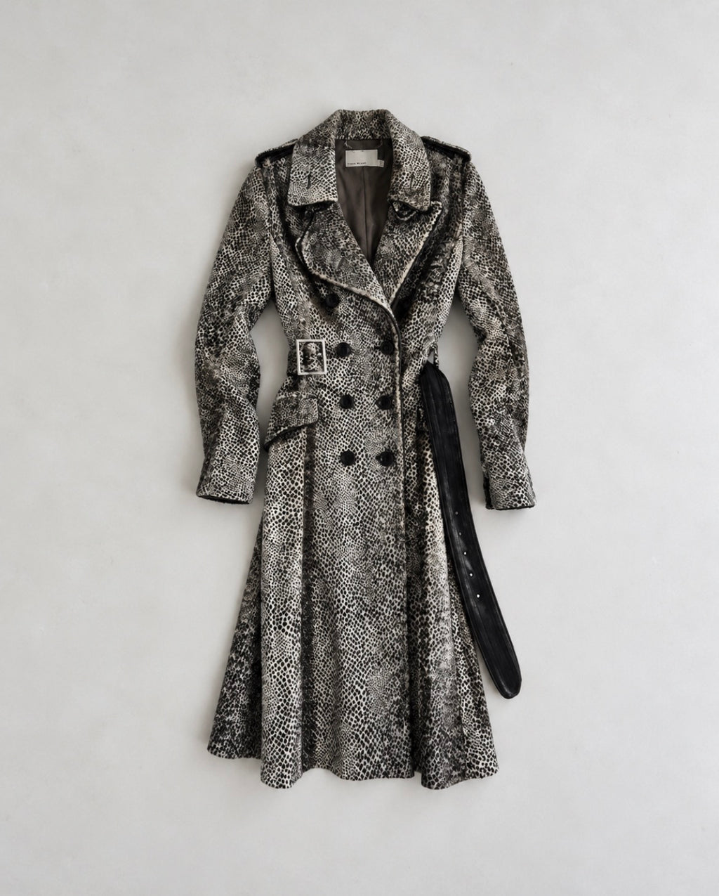 Vintage Karen Millen дълго палто със змийски принт и колан