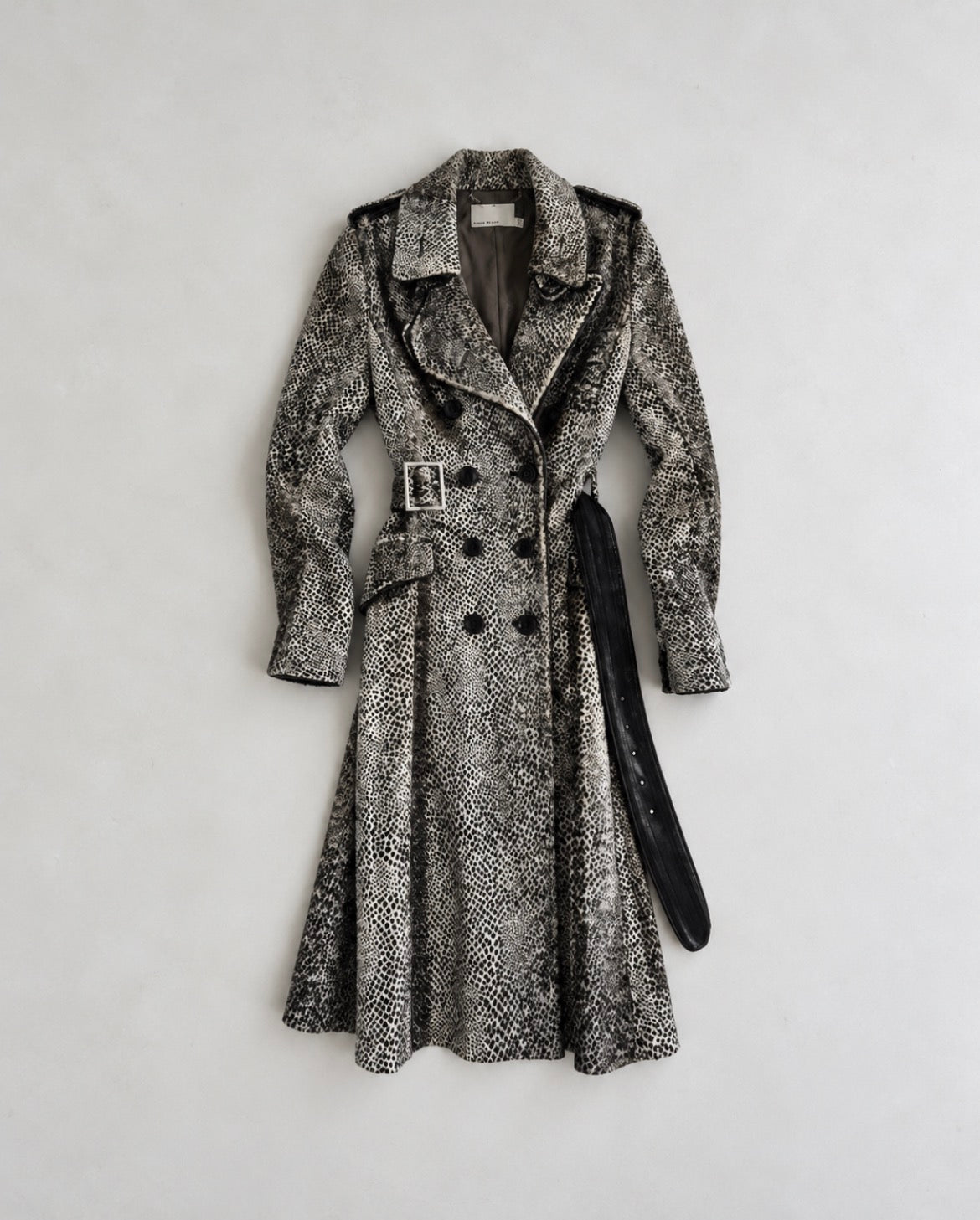 Vintage Karen Millen дълго палто със змийски принт и колан