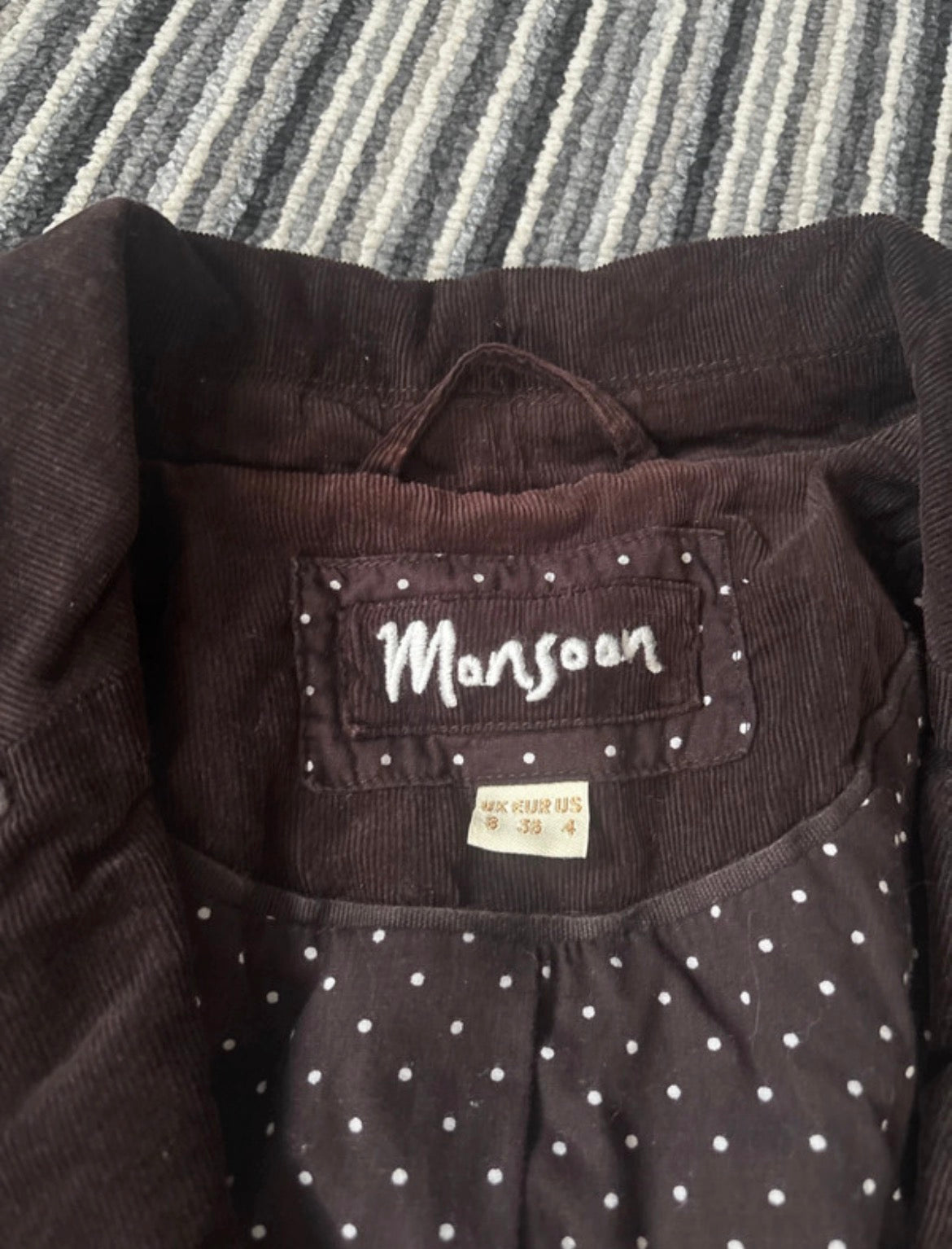 Vintage Y2K Monsoon Brown Corduroy Blazer