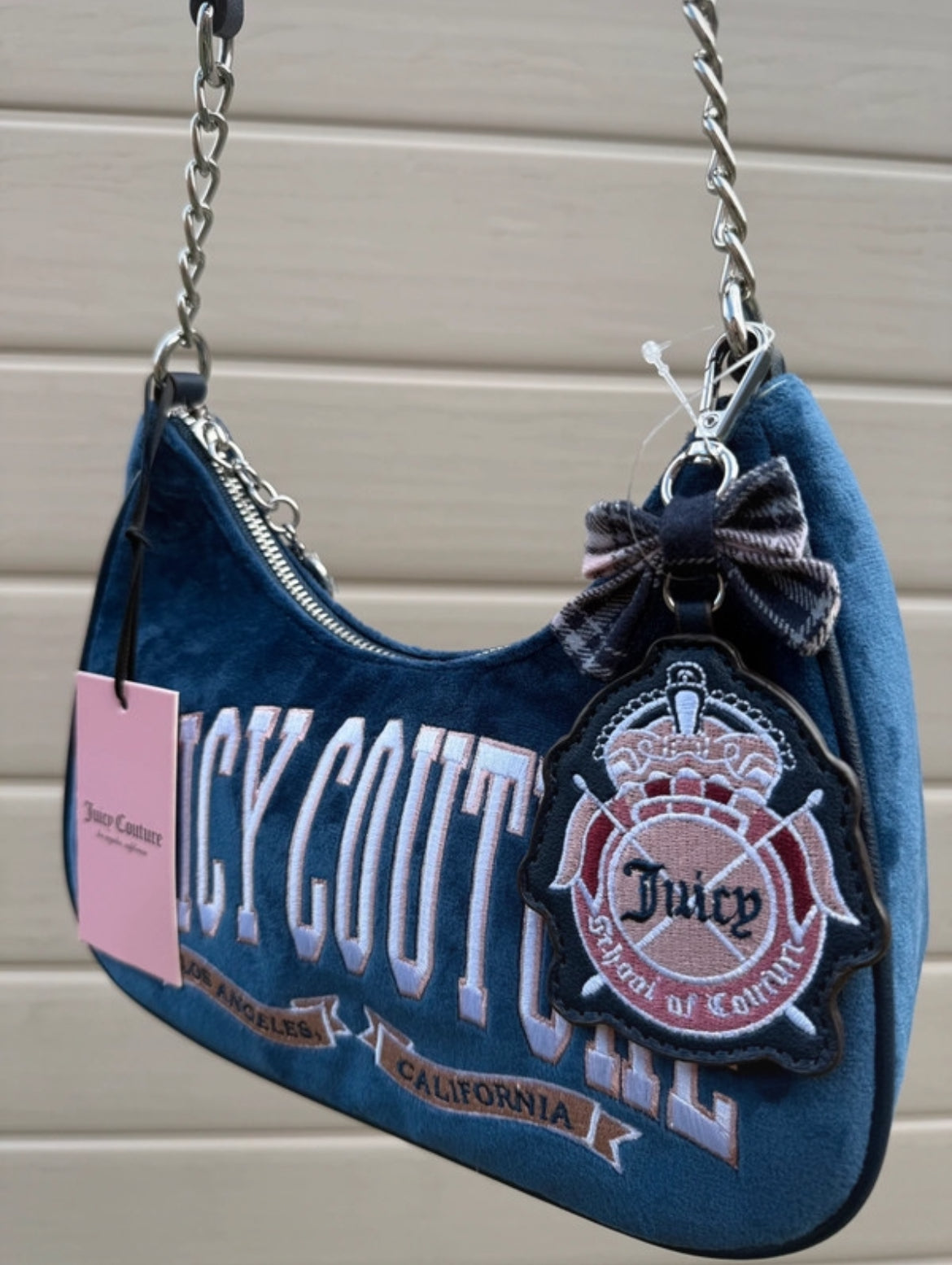 Juicy Couture Navy Regal Blue University Shoulder чанта