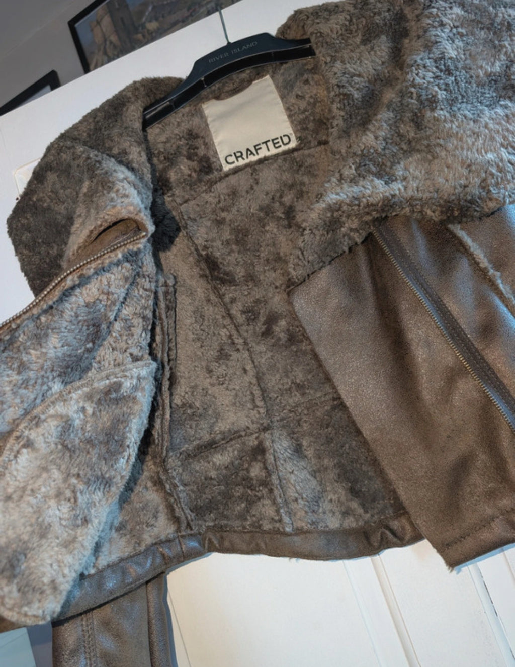 Винтидж яке CRAFTED тип aviator/shearling с ефектна oversized яка