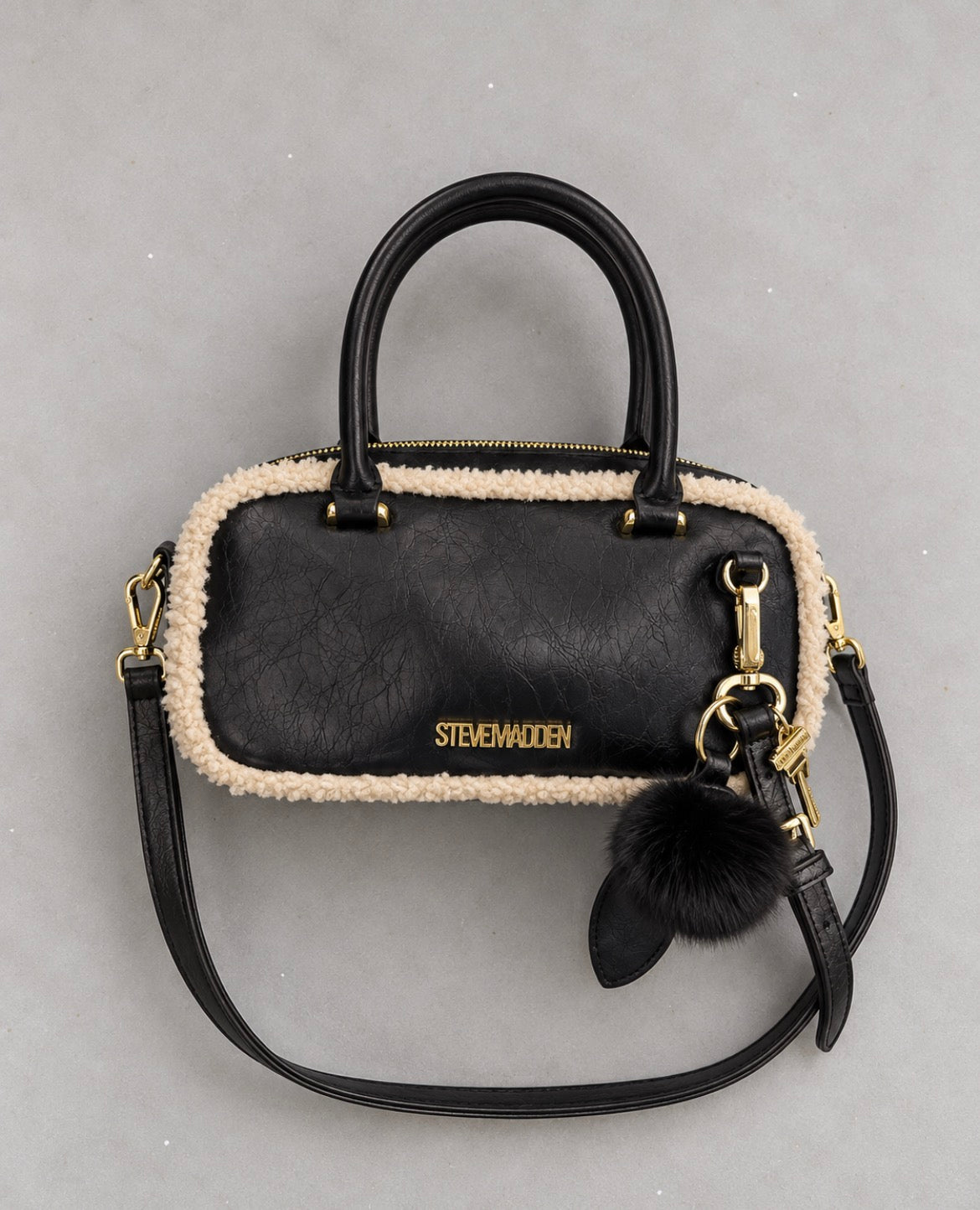 Steve Madden Faux Leather Teddy Trim чанта