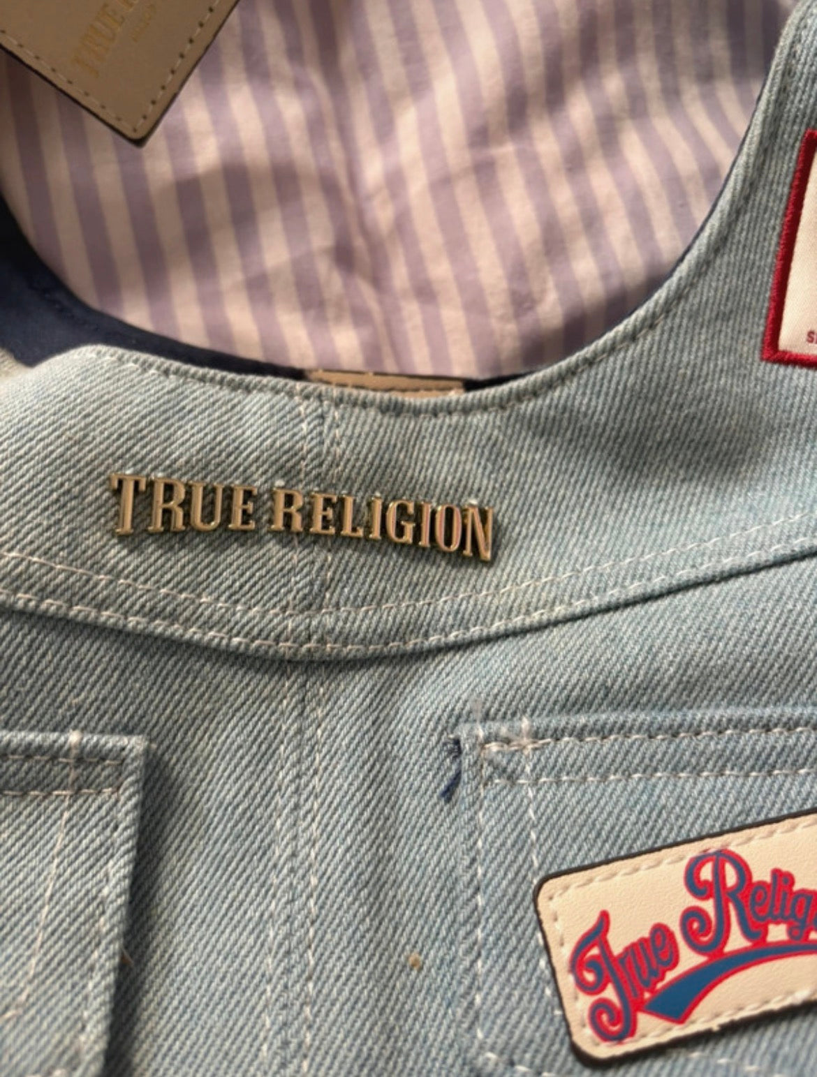 True Religion Y2K Light Wash Denim Hobo чанта