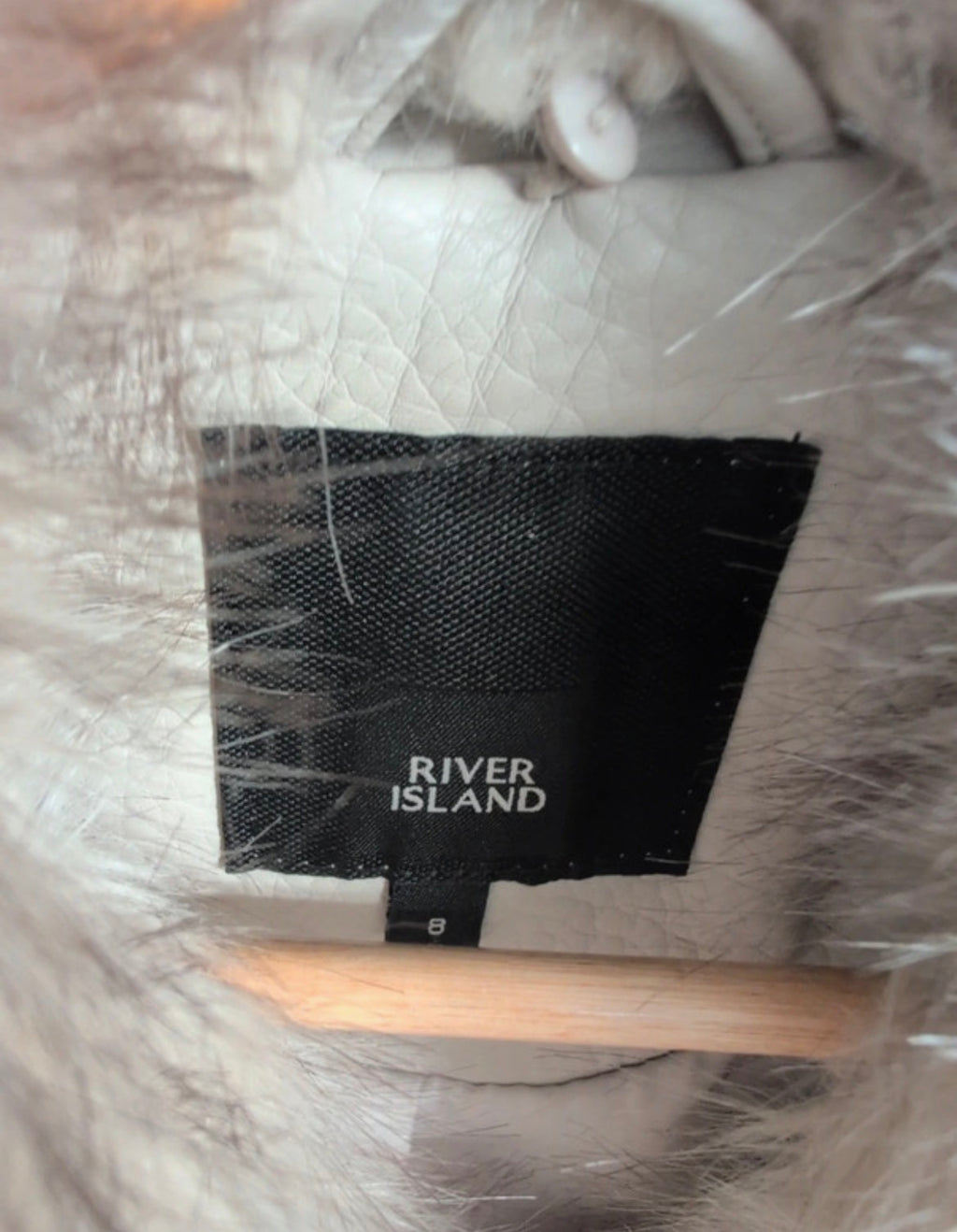 Кремаво biker яке River Island с пухкава яка