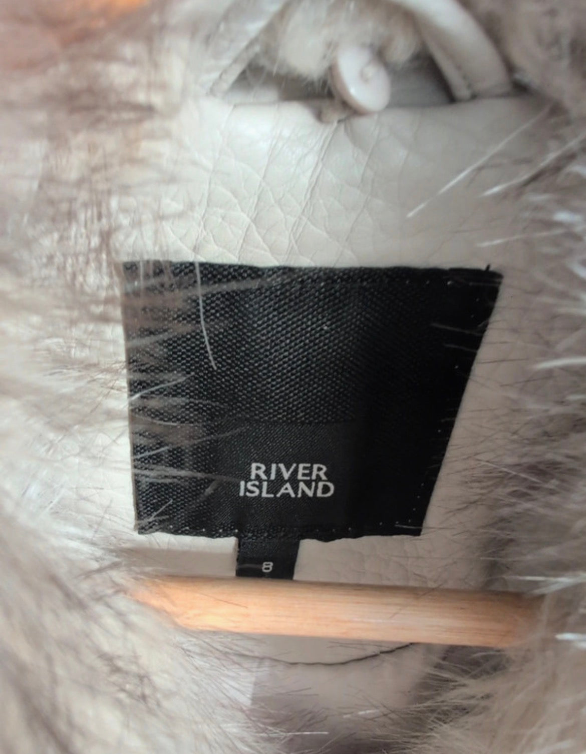 Кремаво biker яке River Island с пухкава яка