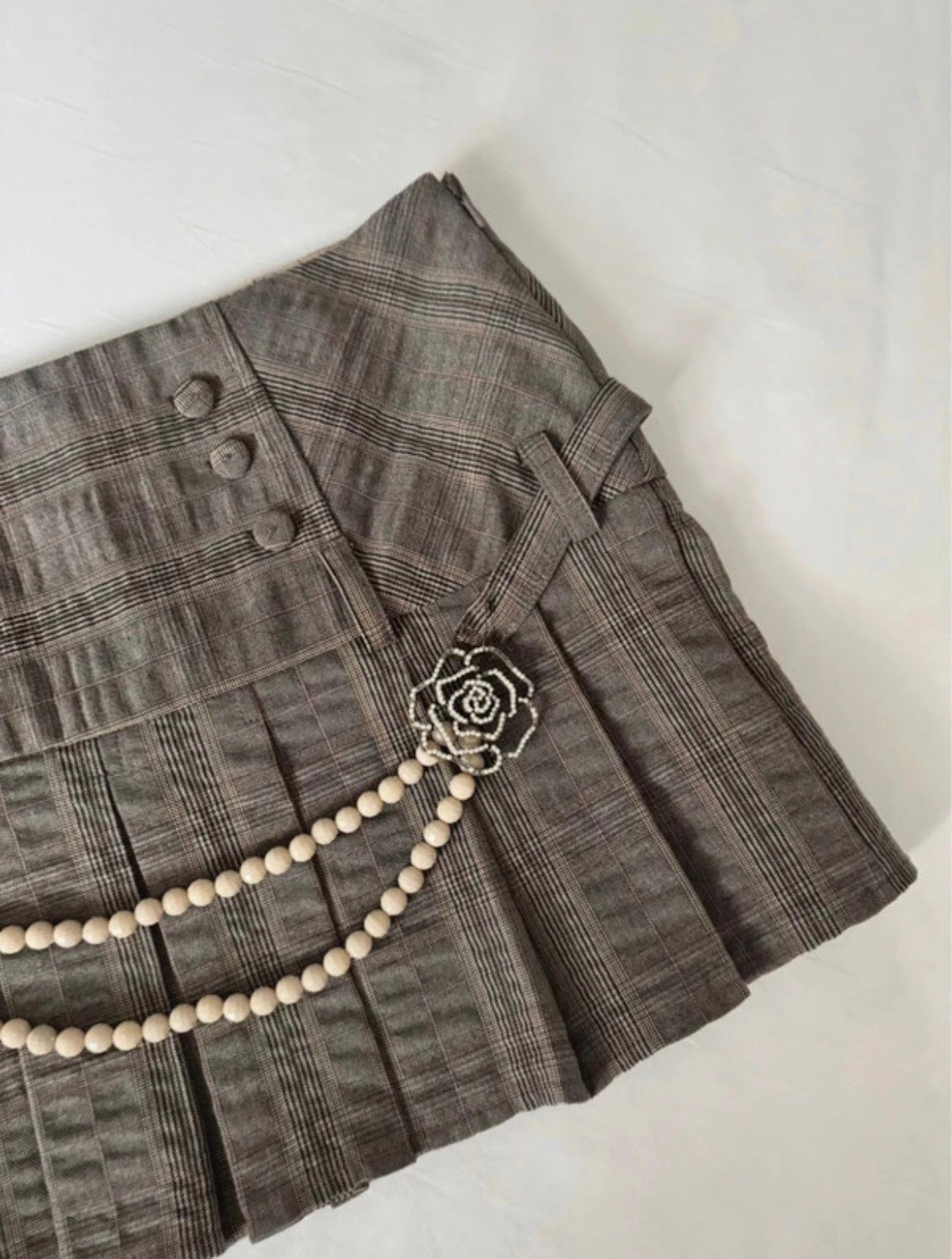 Vintage River Island Y2K карирана мини пола с перли и роза