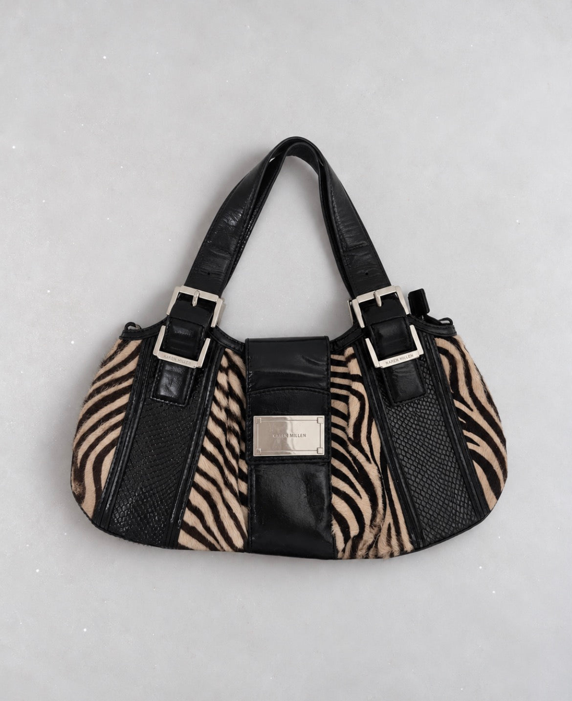 Karen Millen Y2K Zebra Pony Hair Effect Shoulder чанта