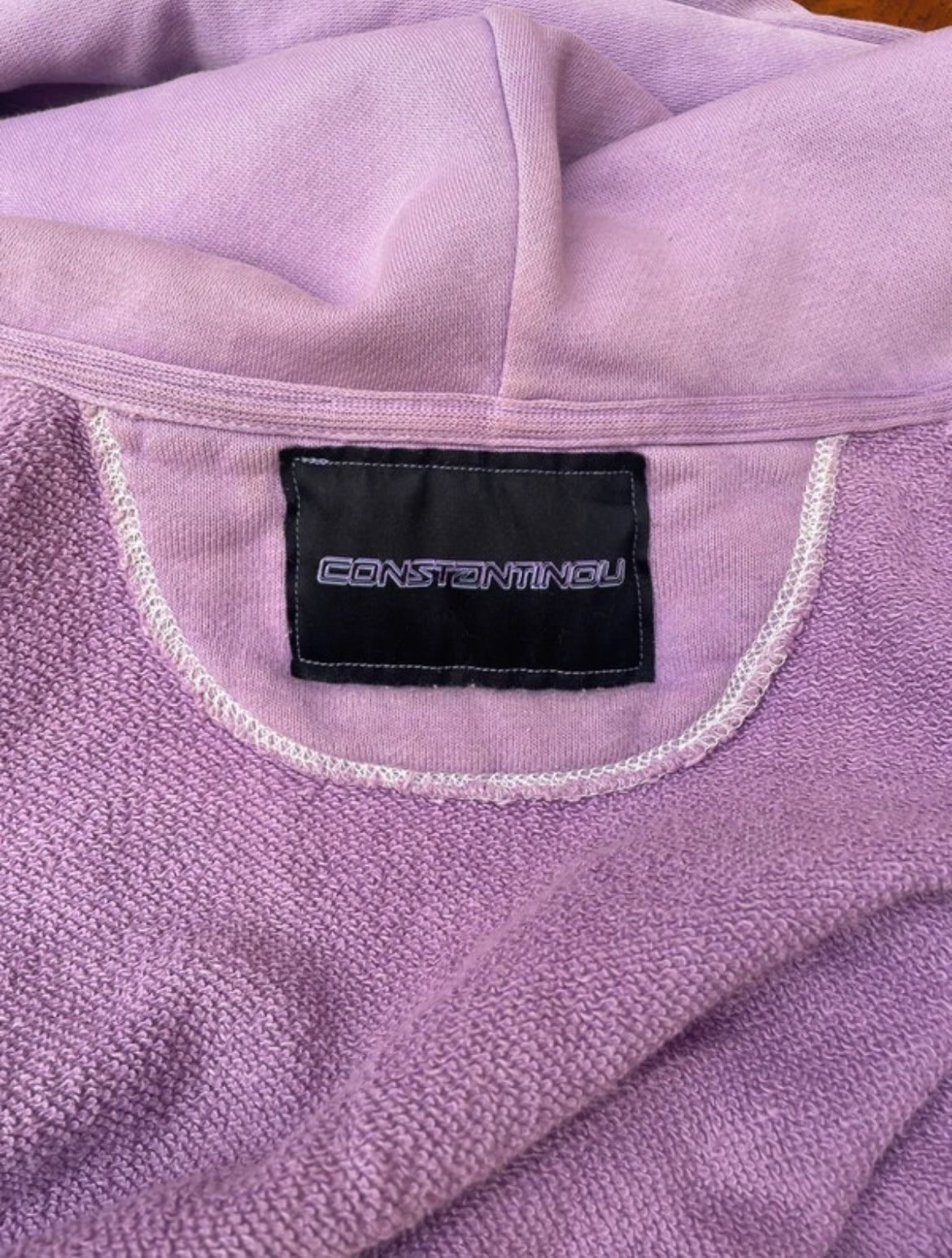 Дизайнерски Charlie Constantinou patchwork hoodie в лилаво-розова цветова комбинация