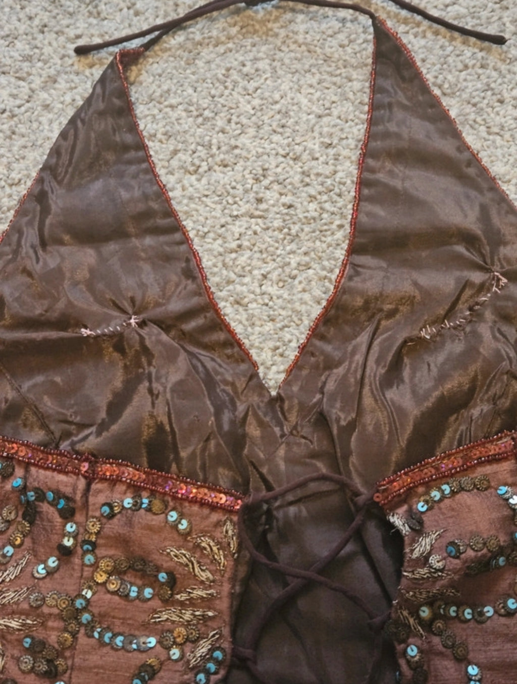 Vintage Aftershock sequin копринен халтер топ