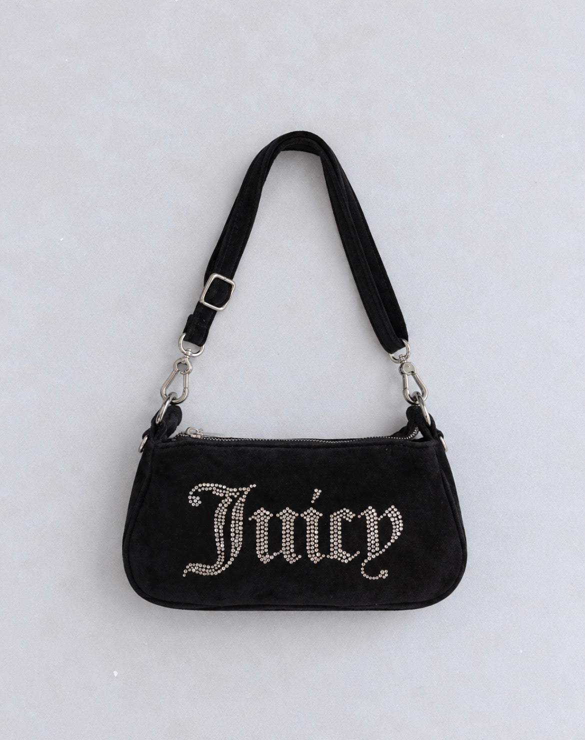 Черна Y2K чанта Juicy Couture с блестящо лого от кристали