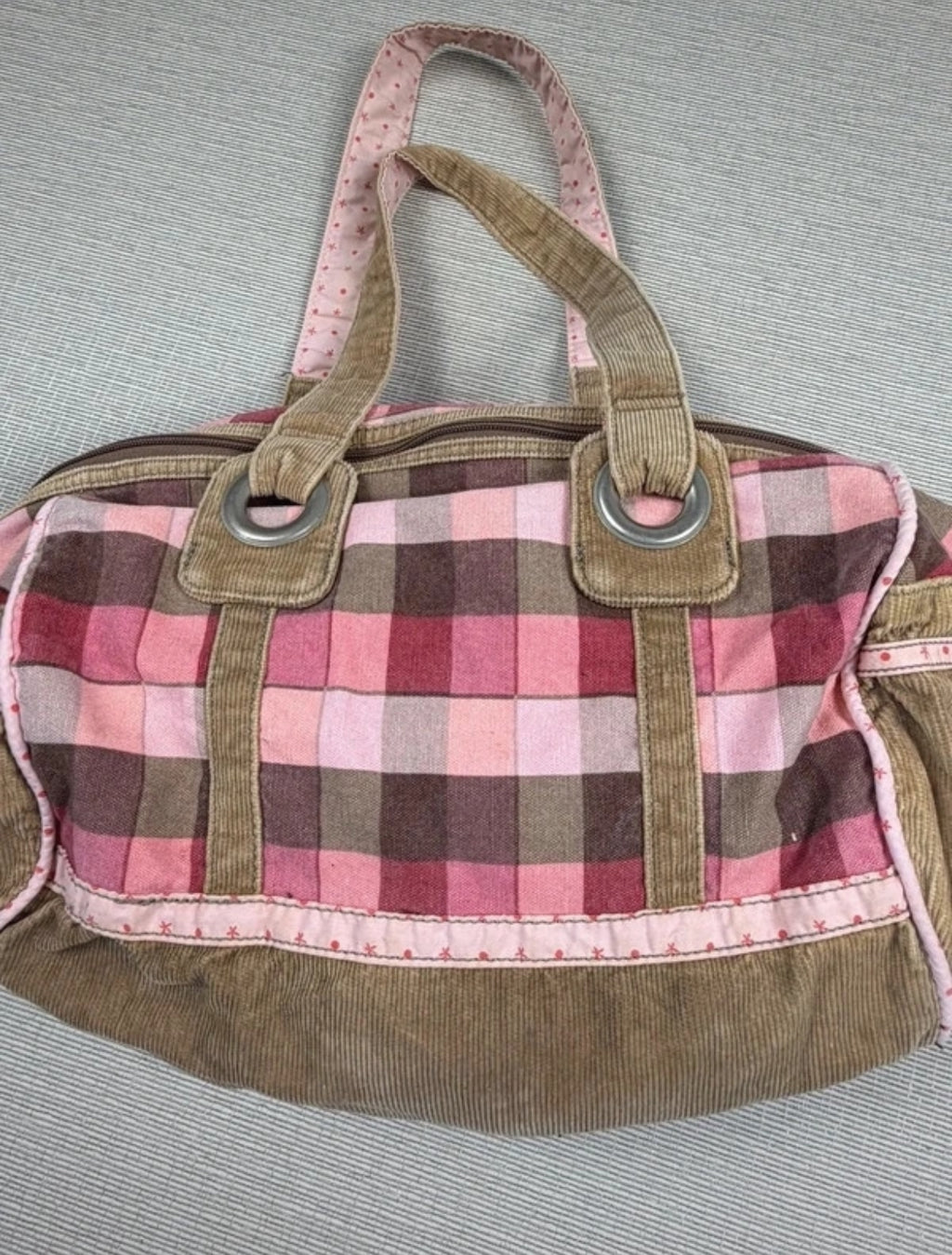 Винтидж Animal shoulder bag от кафяв рипсен плат