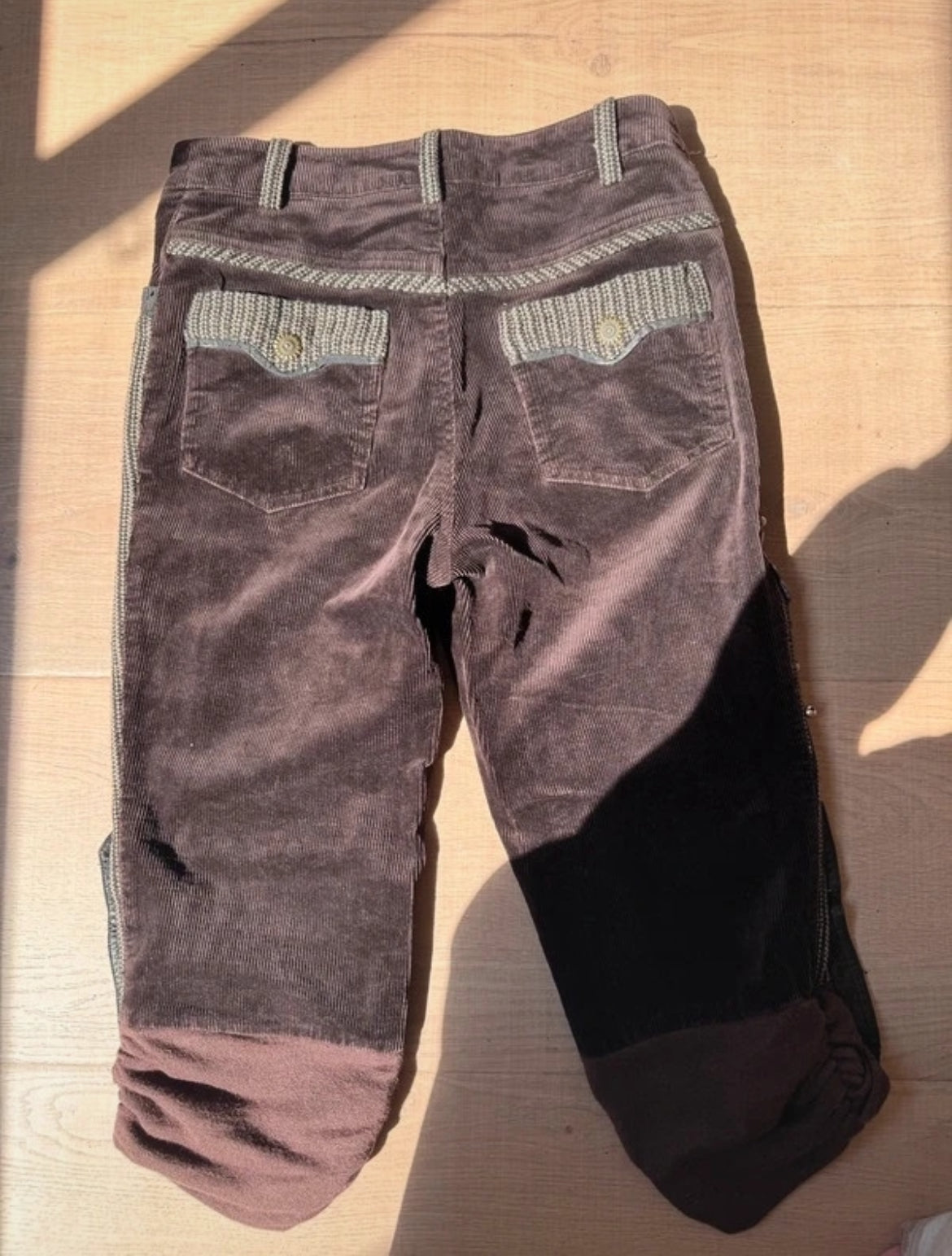 Винтидж low-rise corduroy capri панталон
