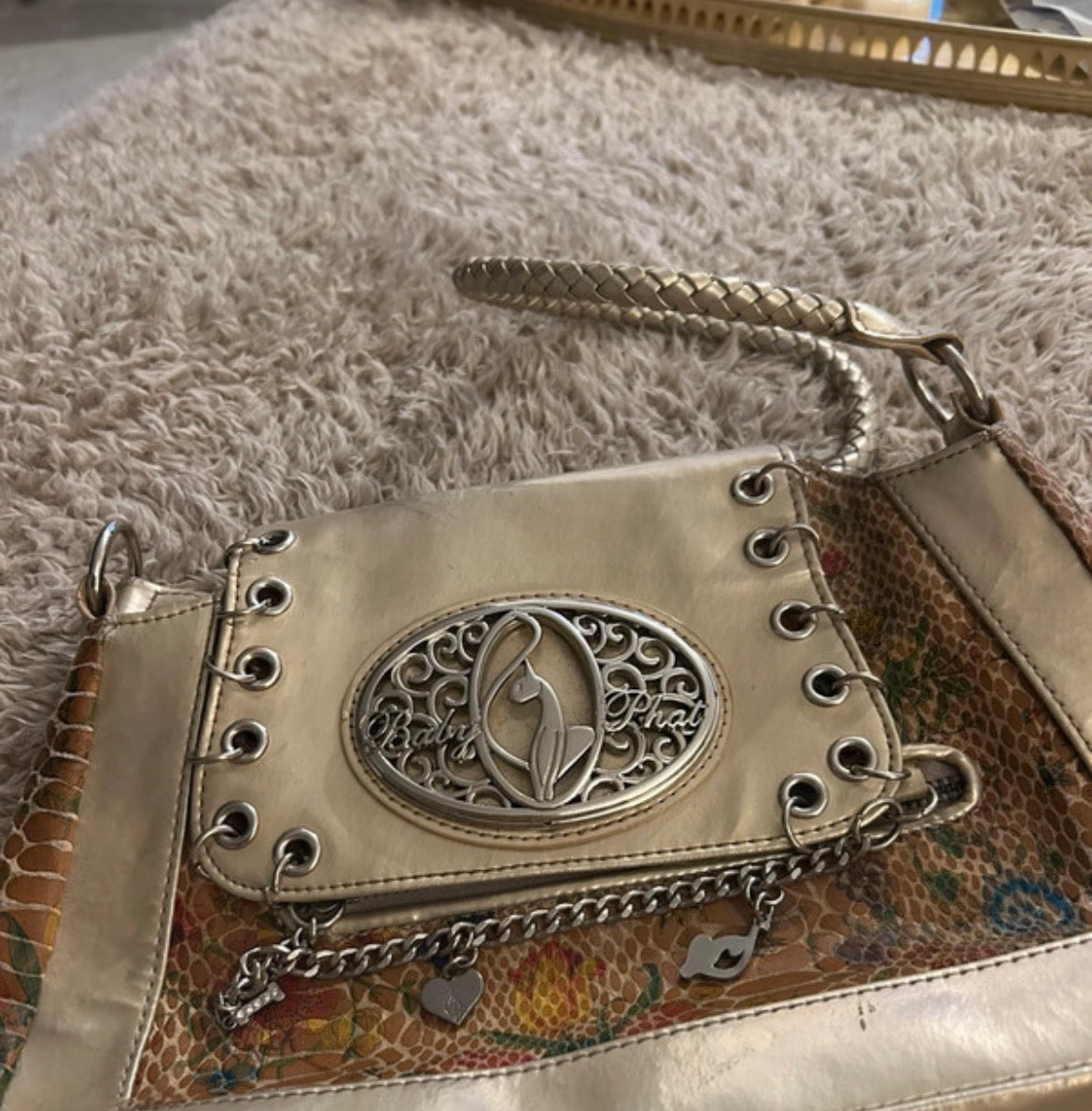 Vintage y2k Baby Phat Metallic Floral Handbag