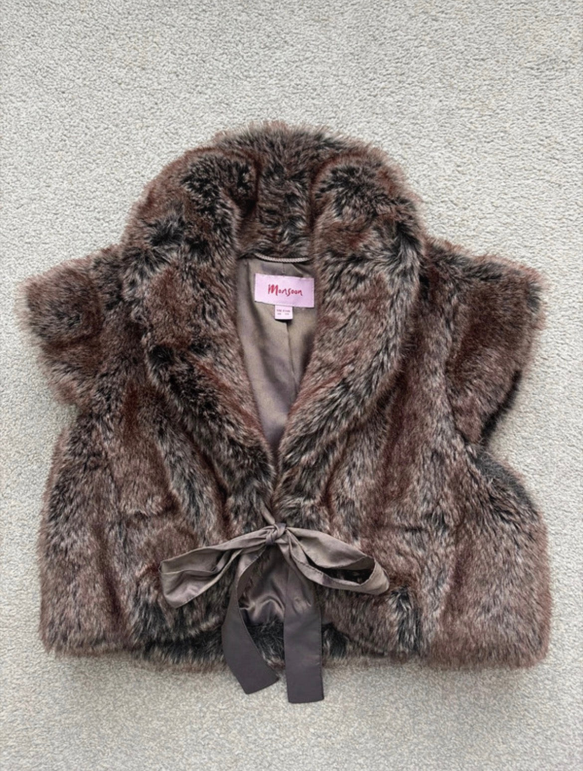 Monsoon Chocolate Brown Faux Fur Shrug