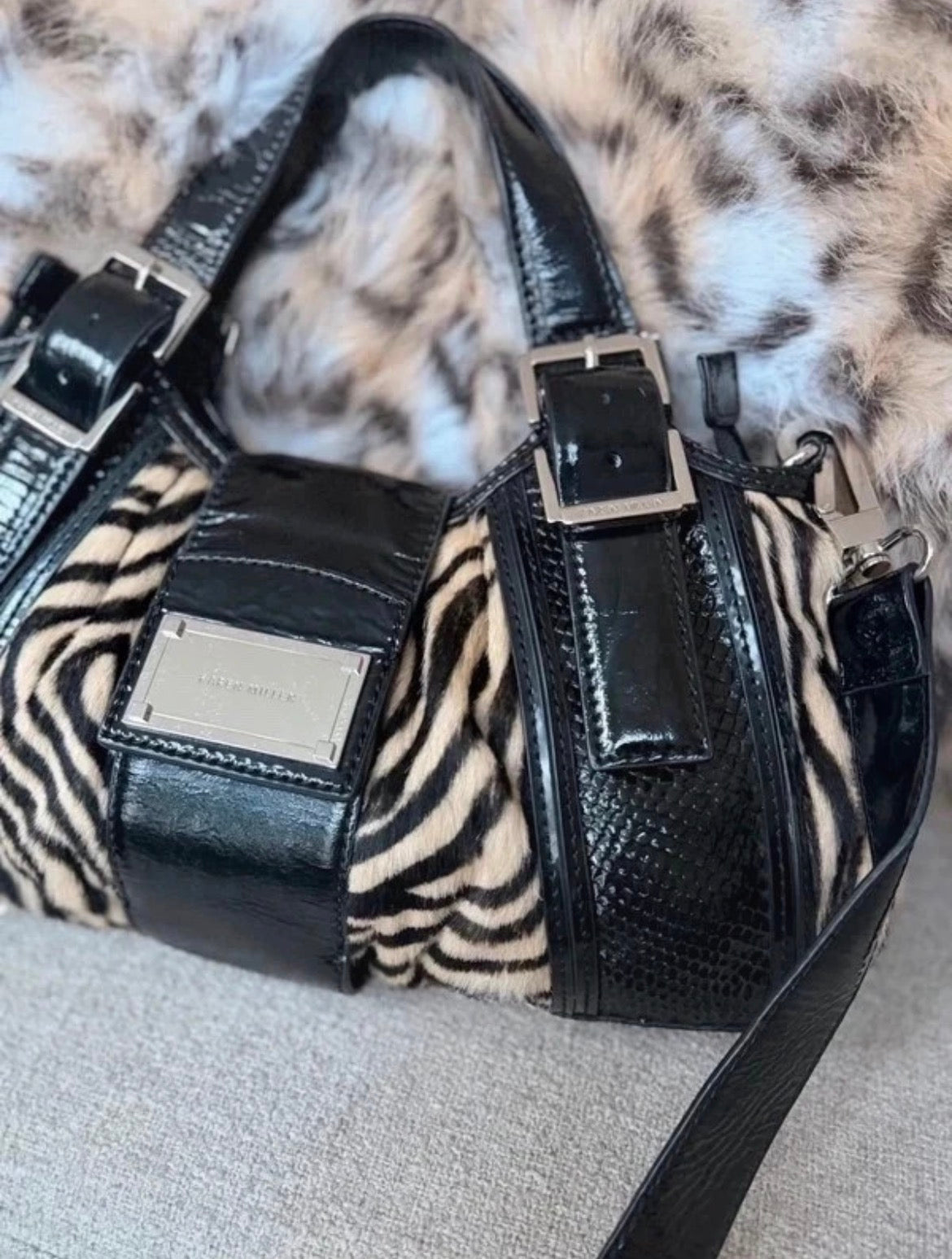 Vintage Karen Millen чанта със зебров принт и кожа