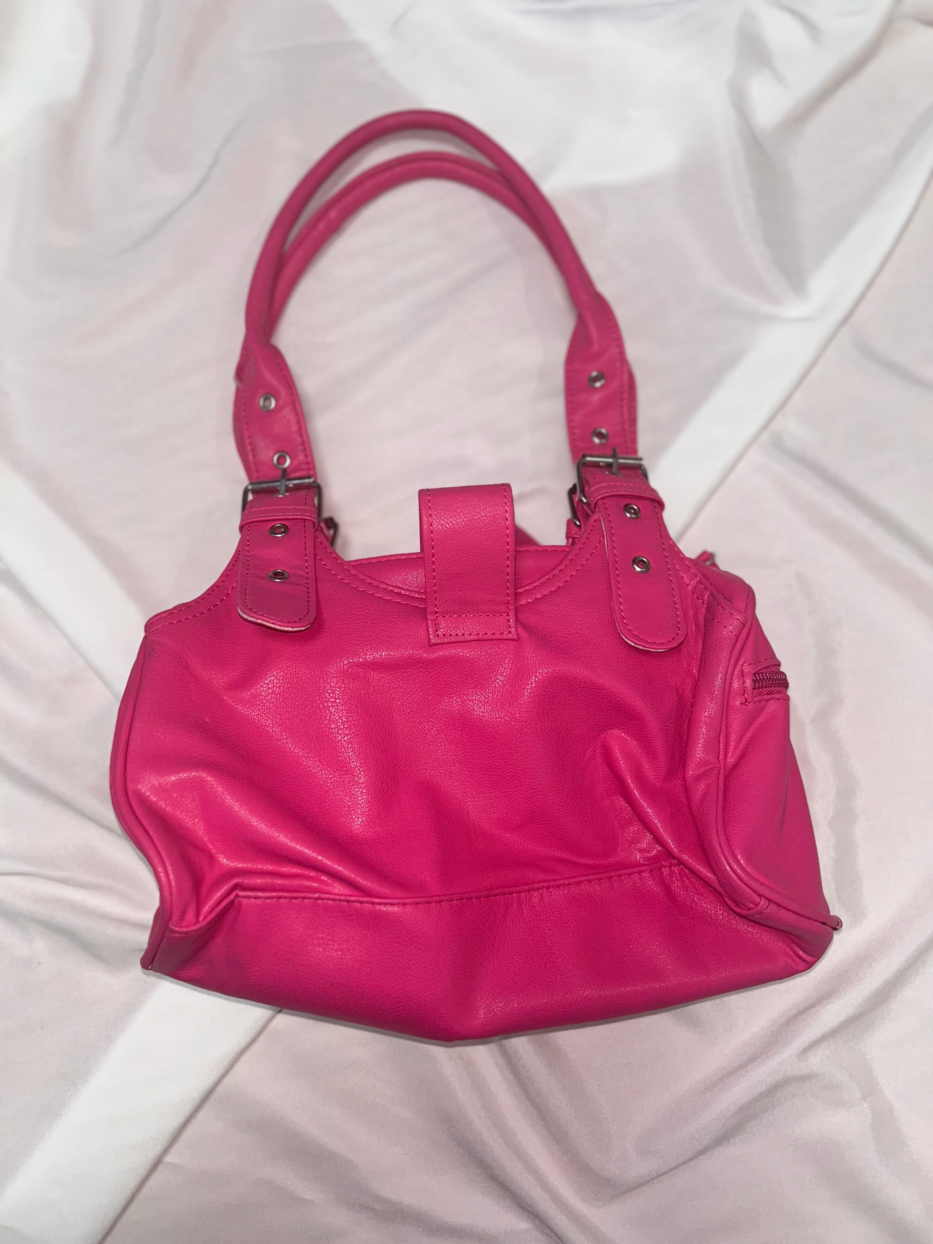 Vintage Y2K hot pink studded shoulder чанта