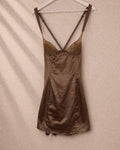 Oh Polly chocolate satin lace slip рокля