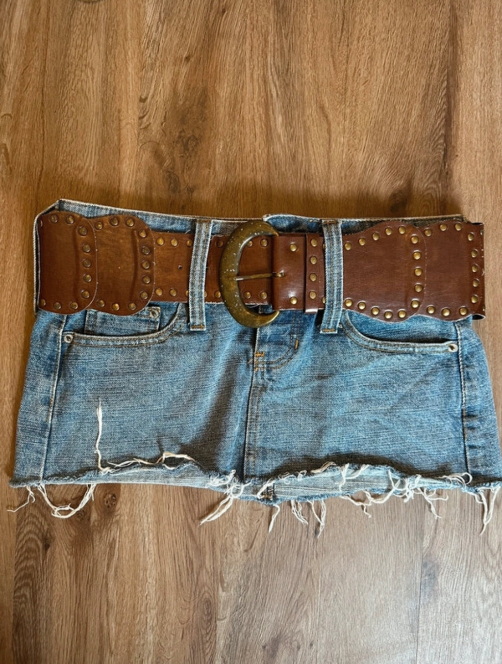 Винтидж комплект Y2K River Island потник & дънкова микро пола