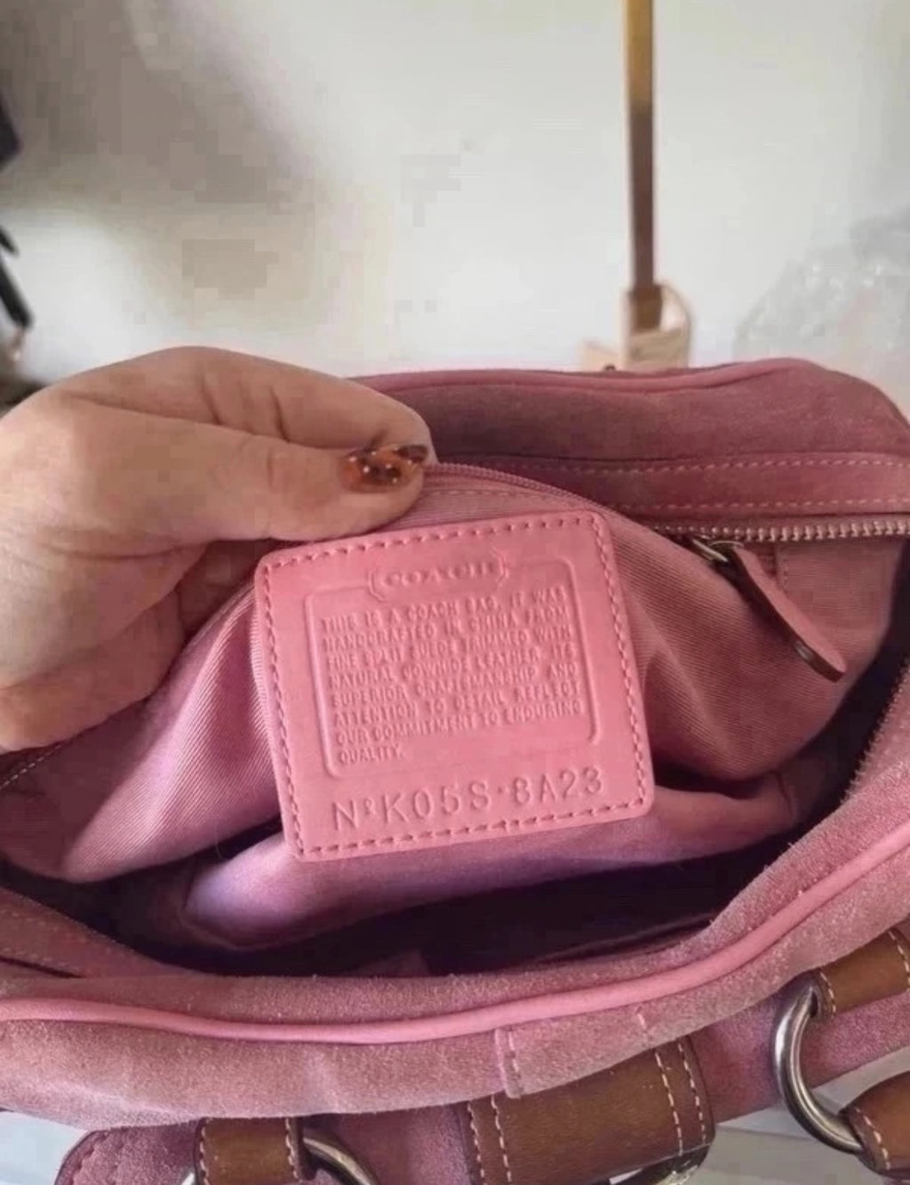 Vintage Coach Pink Suede & Leather Satchel – K05S-8A23