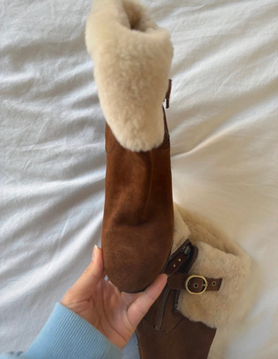 Винтидж UGG боти на висок ток с пух и катарами - 39,5