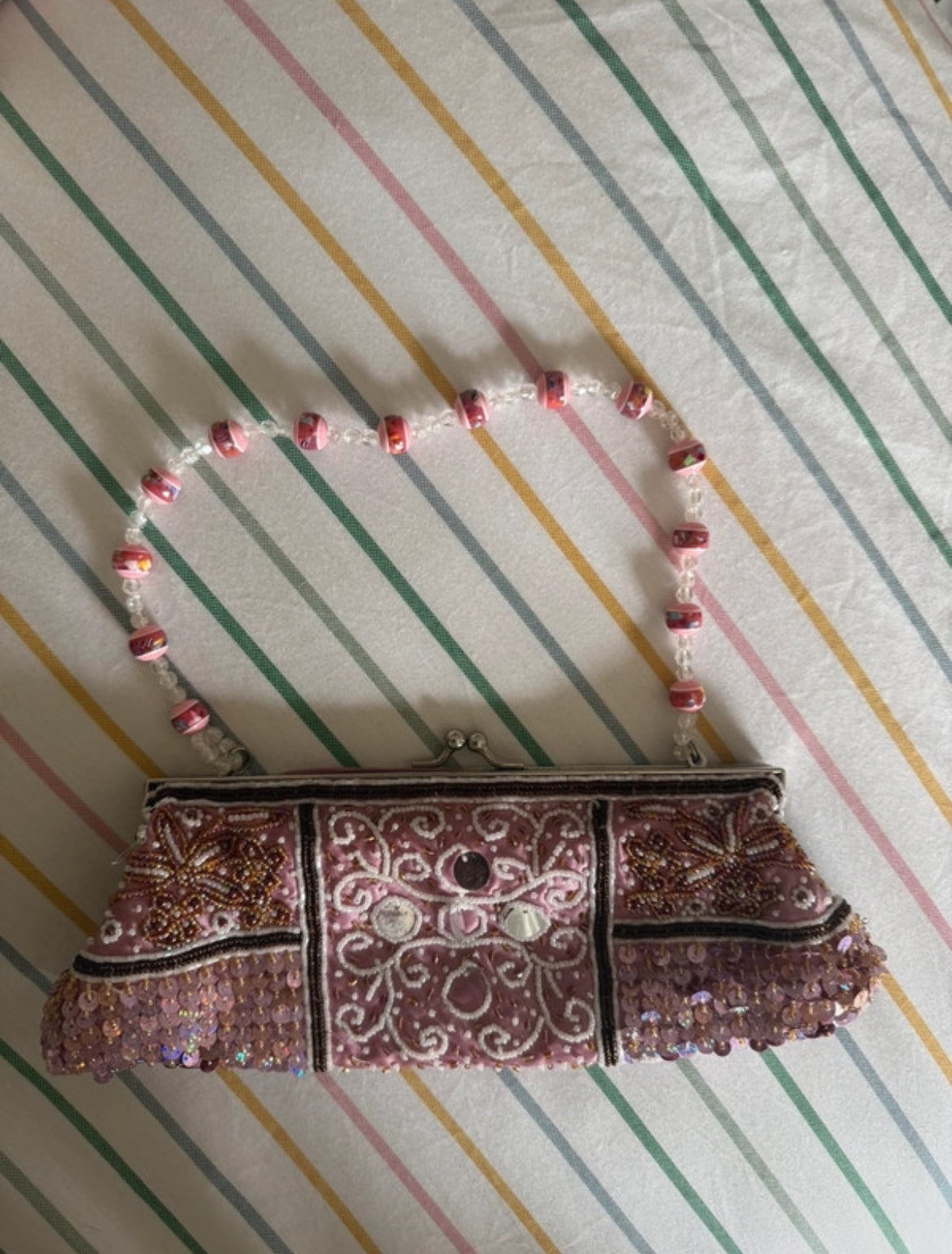 Винтидж розова beaded evening bag