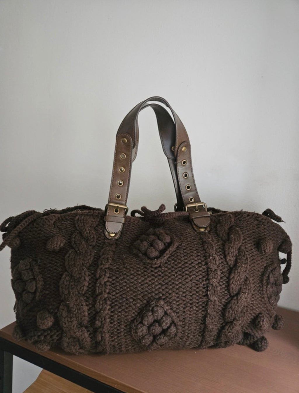 Vintage Next Chunky Cable Knit Hobo чанта