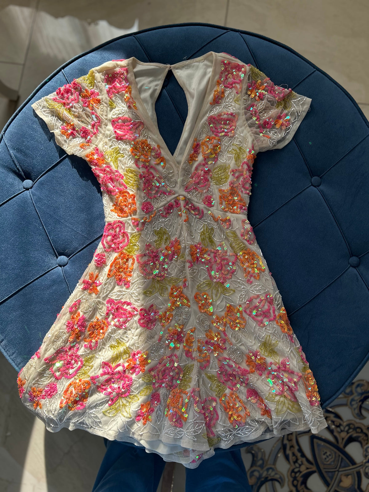Miss Selfridge playsuit с богата флорална бродерия и пайети